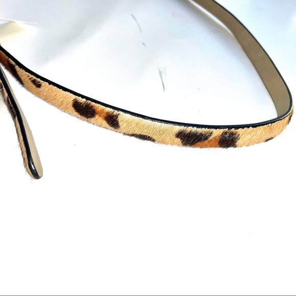 Talbots NWT Leopard FUR Leather Belt W. Gold Buckle Hardware. Size Large. - Picture 11 of 12
